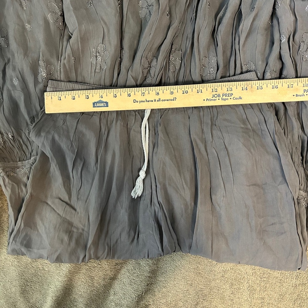 Boho, Festival, Palazzo embroidered gray pants - Picture 6 of 7